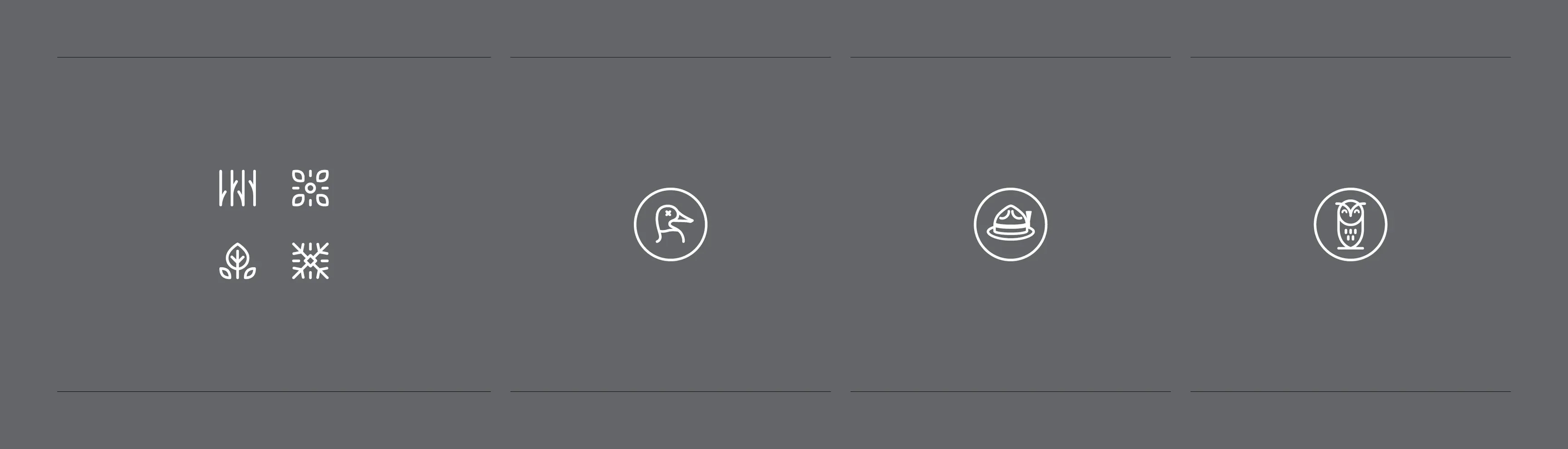 Grauer Hintergrund mit Icons, darunter Lupe und Speiseglocke