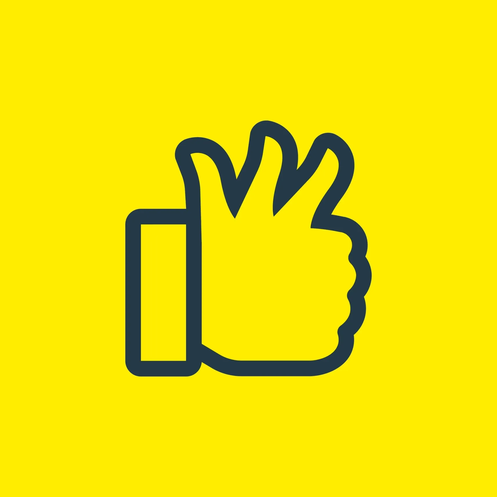 Stilisiertes Icon einer schnippenden Hand auf gelbem Hintergrund