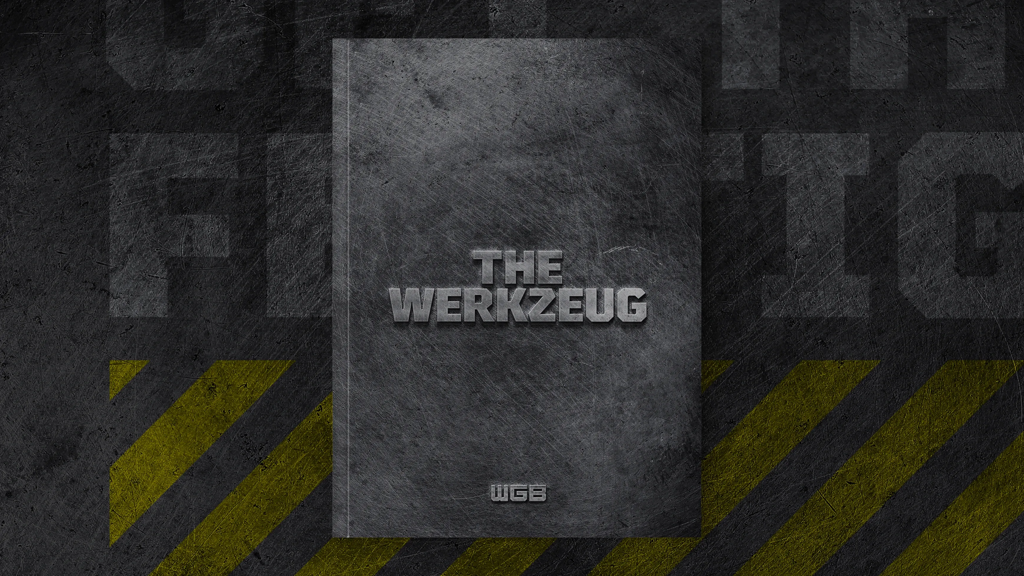 Graues metallisches Cover mit Schriftzug 'THE WERKZEUG' und WGB-Logo vor dunklem Hintergrund mit gelben Warnstreifen